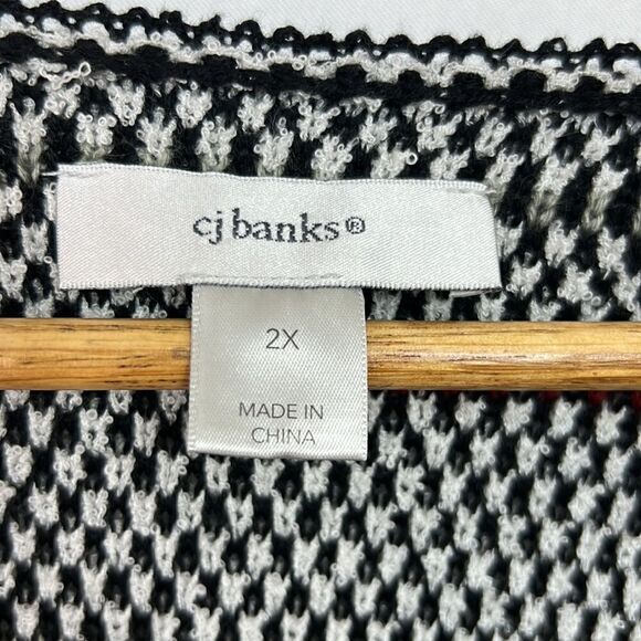 Cj Banks Fringed black and white open cardigan size 2X EUC - Picture 5 of 10